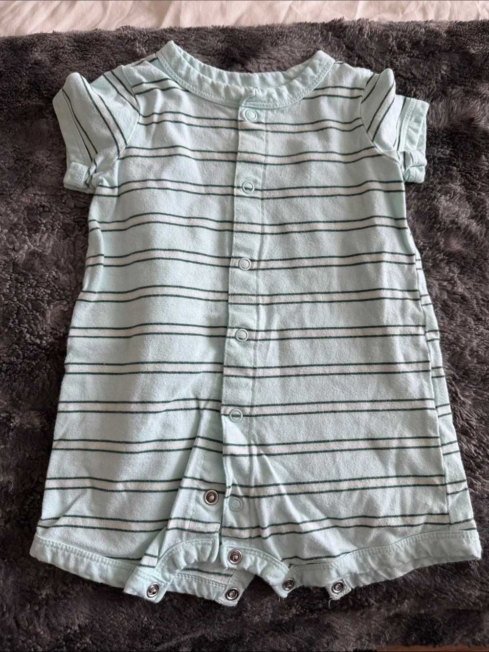 Light Mint Green Striped Baby Romper